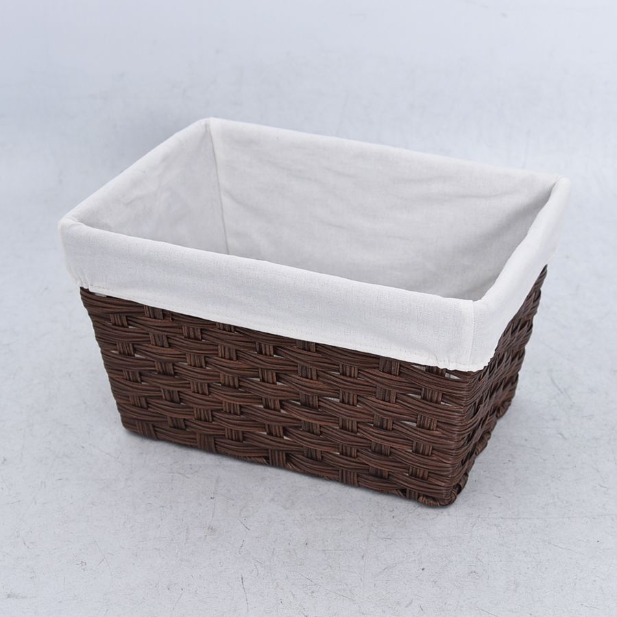 Brown rectangle poly rattan storage basket