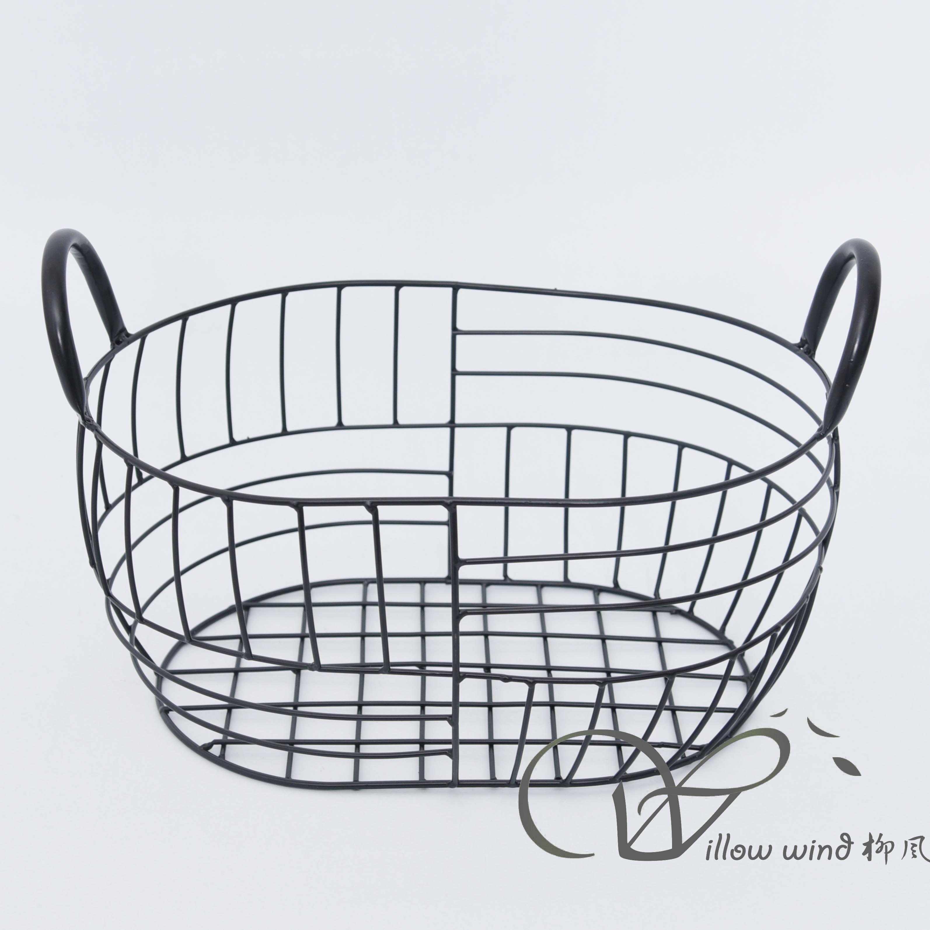 Black Oval Wire storage basket Fruit Basket