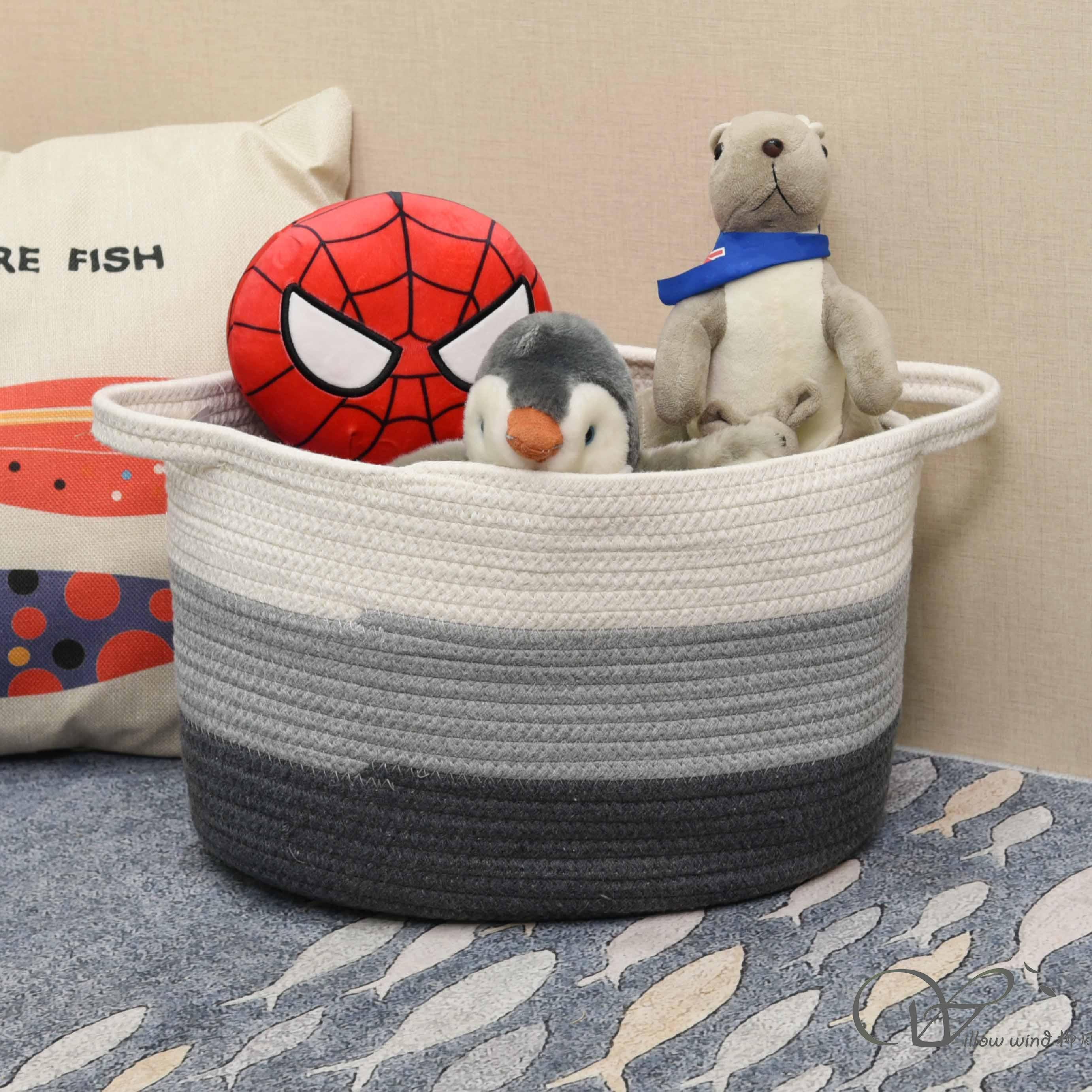 Off-white Grey cotton rope storage basket Storage box