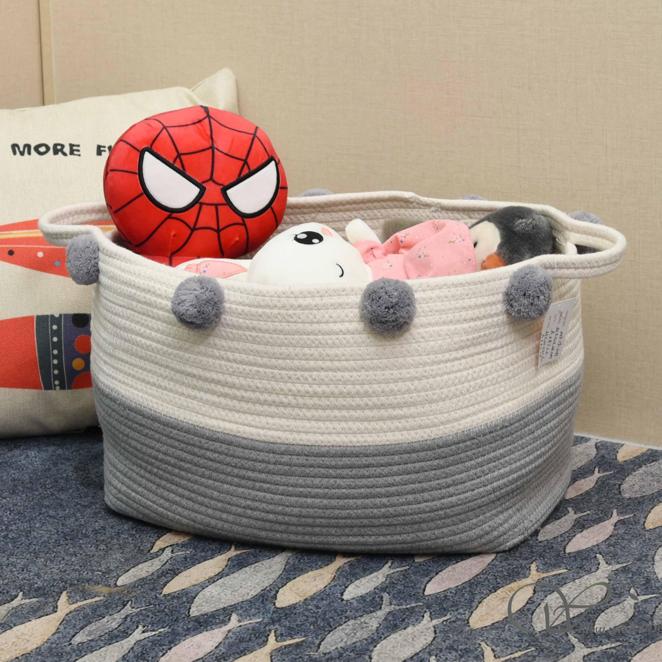 Off-white Grey cotton rope storage basket Storage box