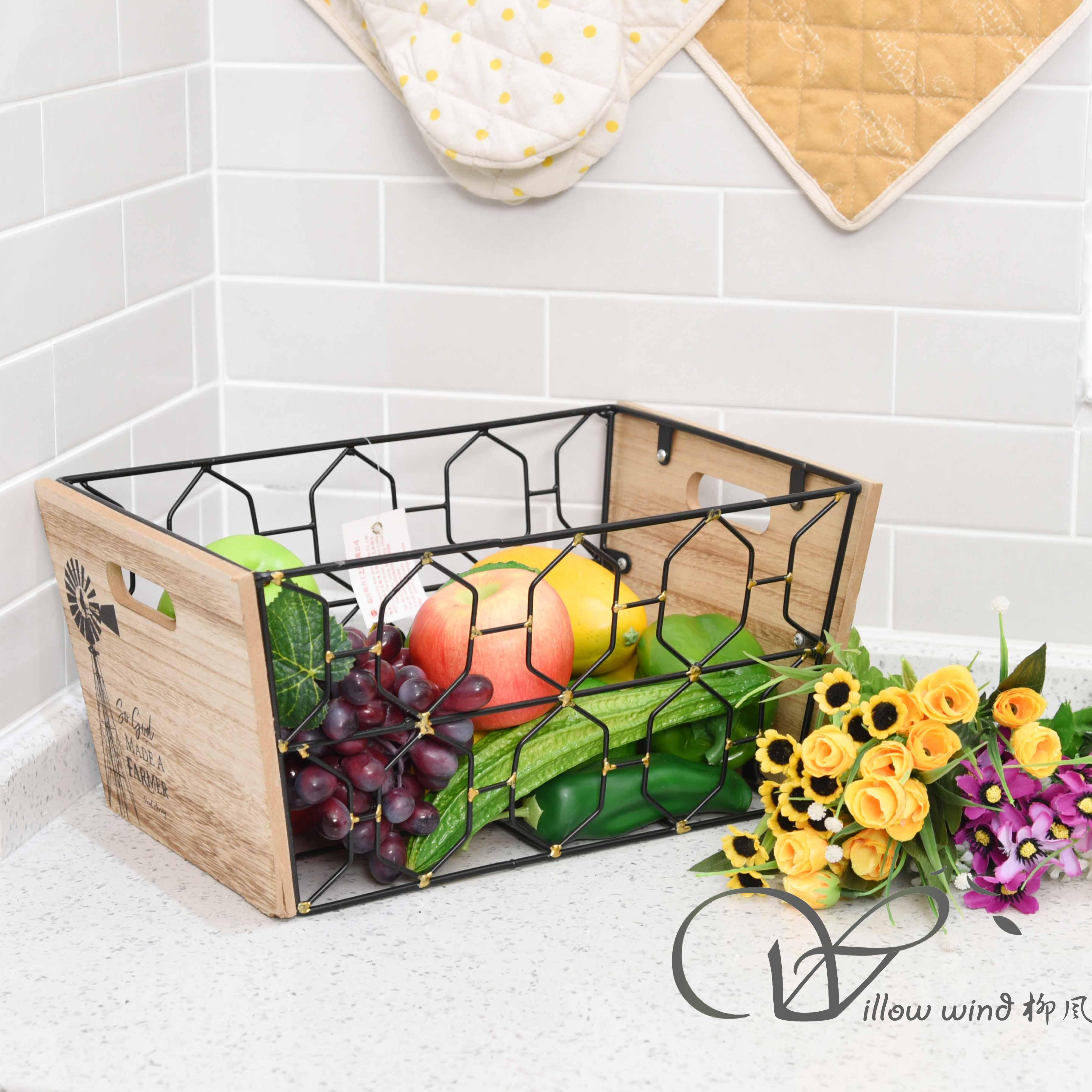 Black Rectangle Wire storage basket Fruit Basket