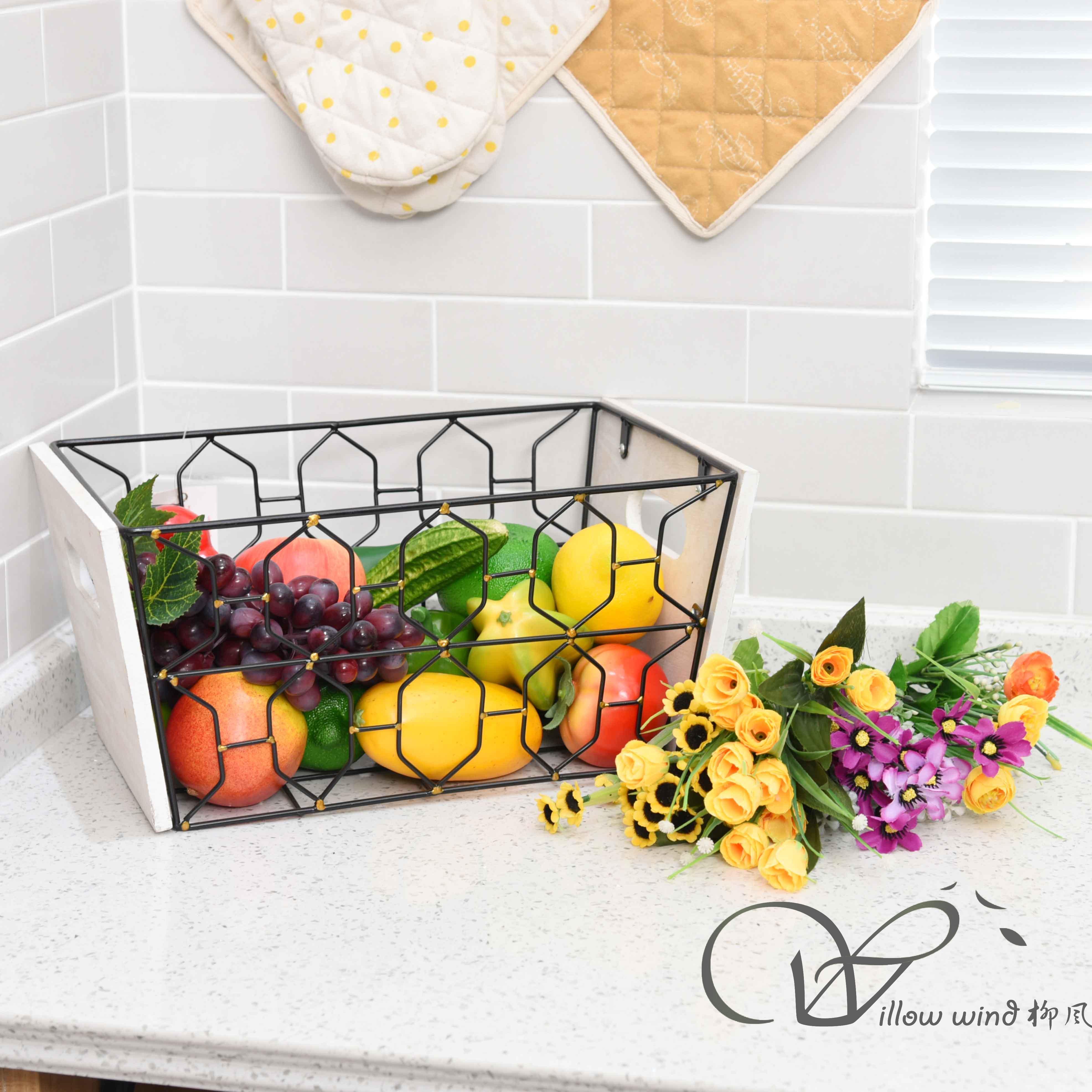 Black Rectangle Wire storage basket Toy Basket Fruit Basket