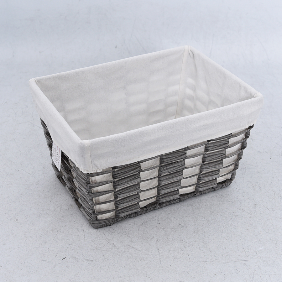 Grey rectangle poly rattan storage basket