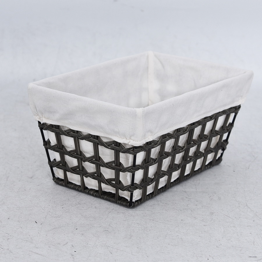 Black rectangle poly rattan storage basket