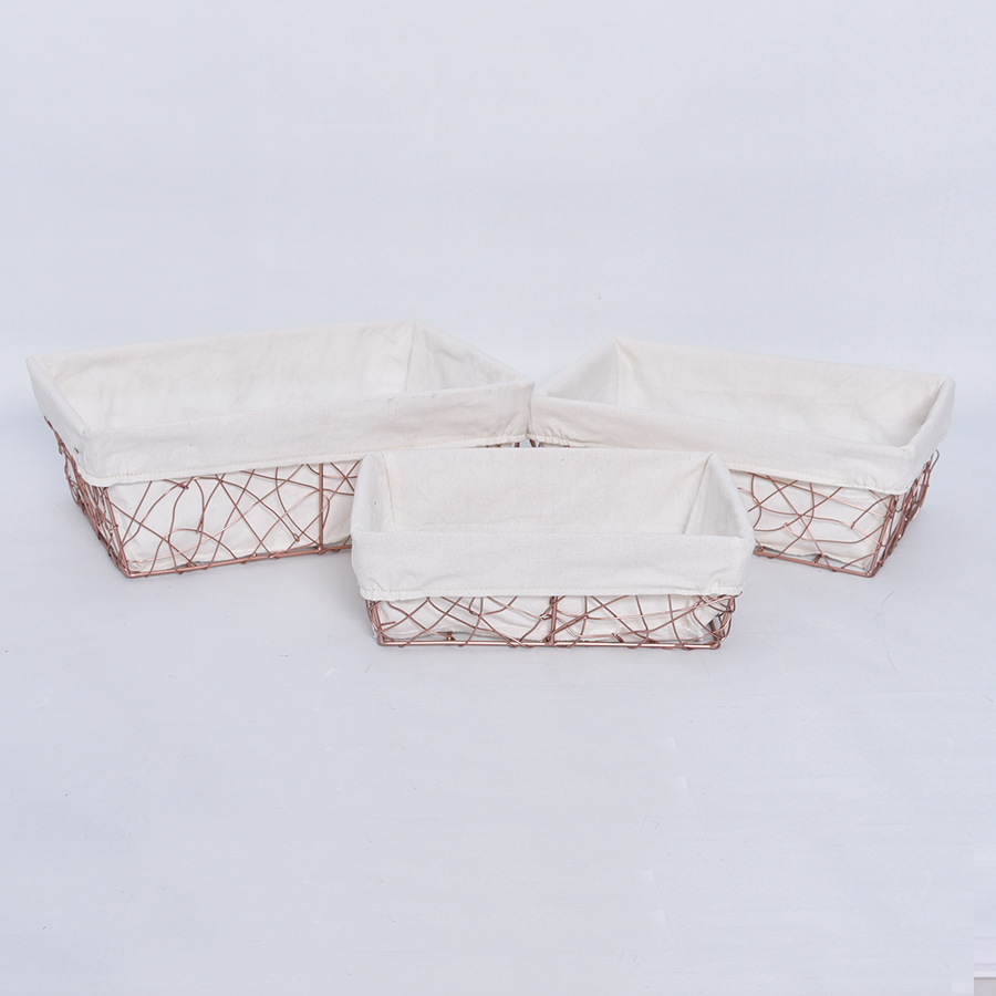 Champane color rectangle wire storage basket
