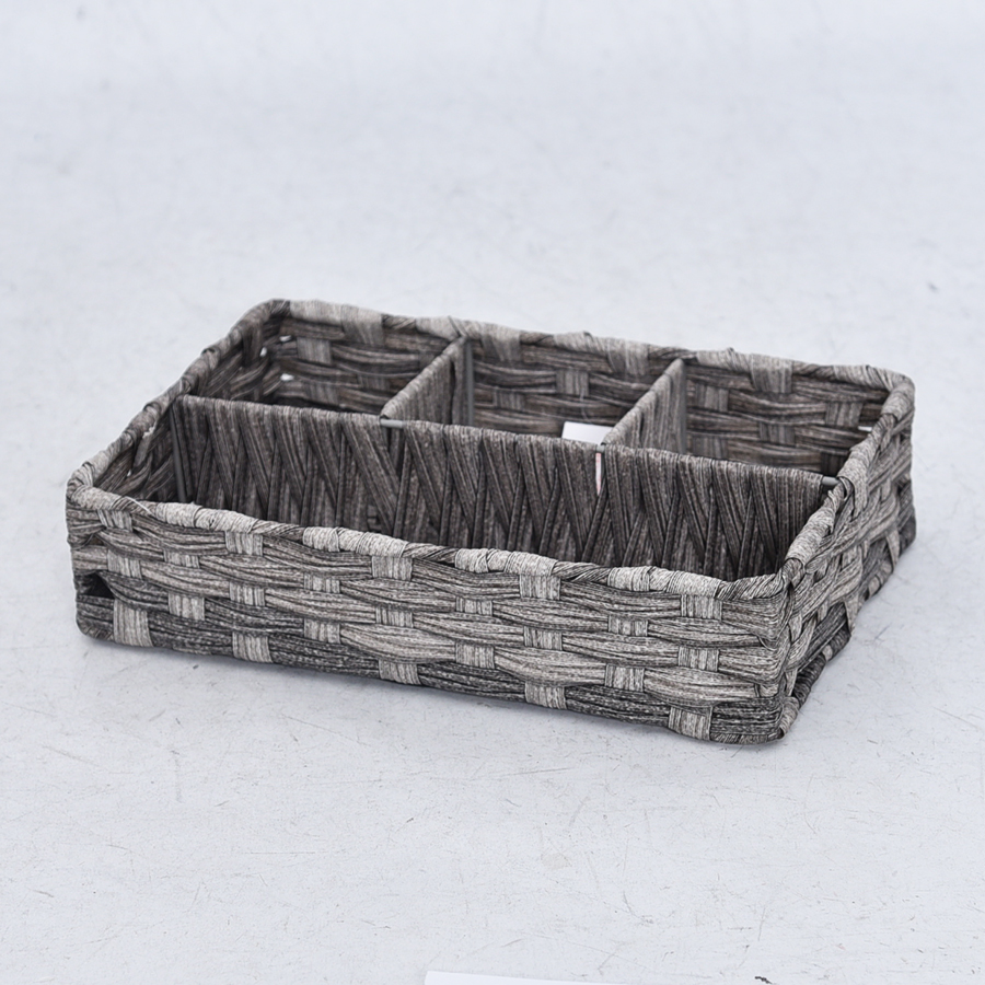 Grey woven storage tote basket