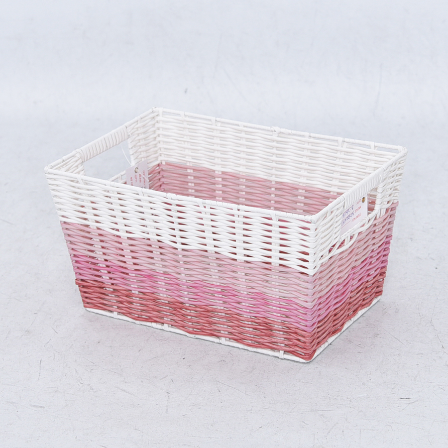 White and pink rectangle PP tube storage tote basket