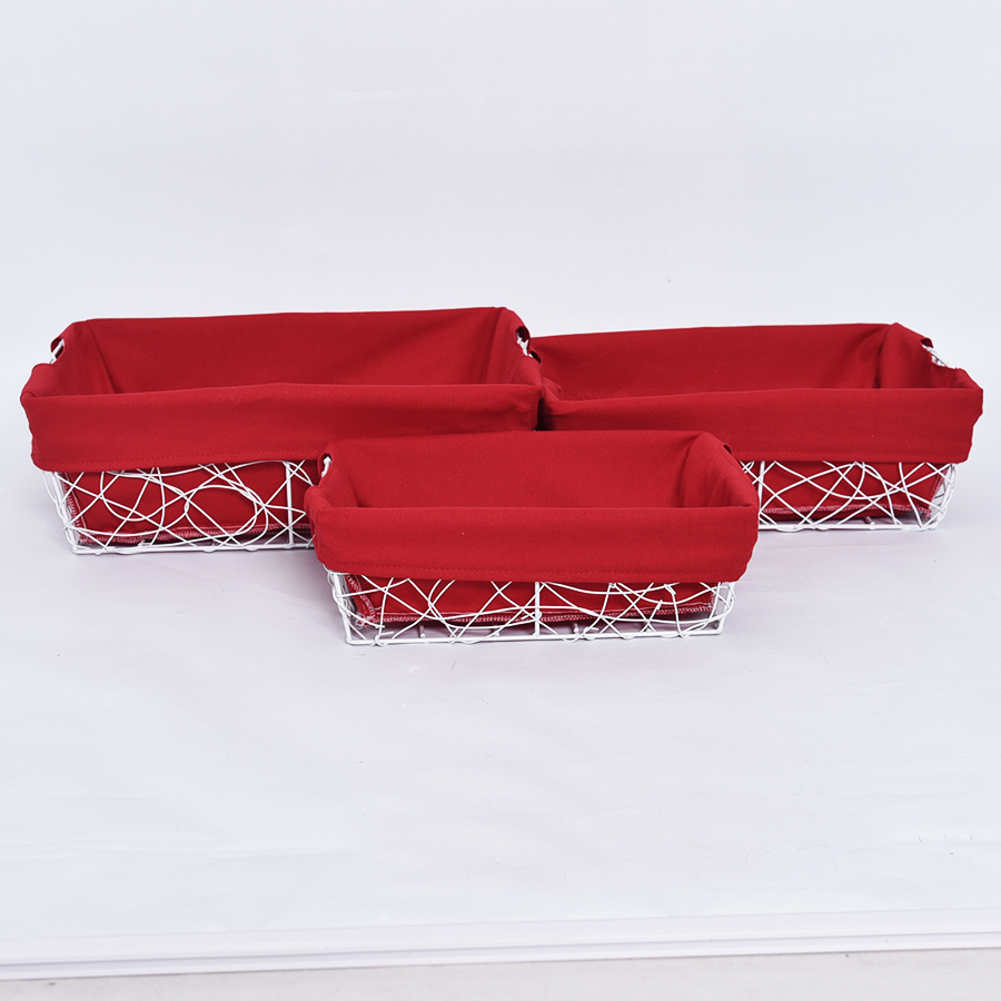 White color rectangle wire storage basket