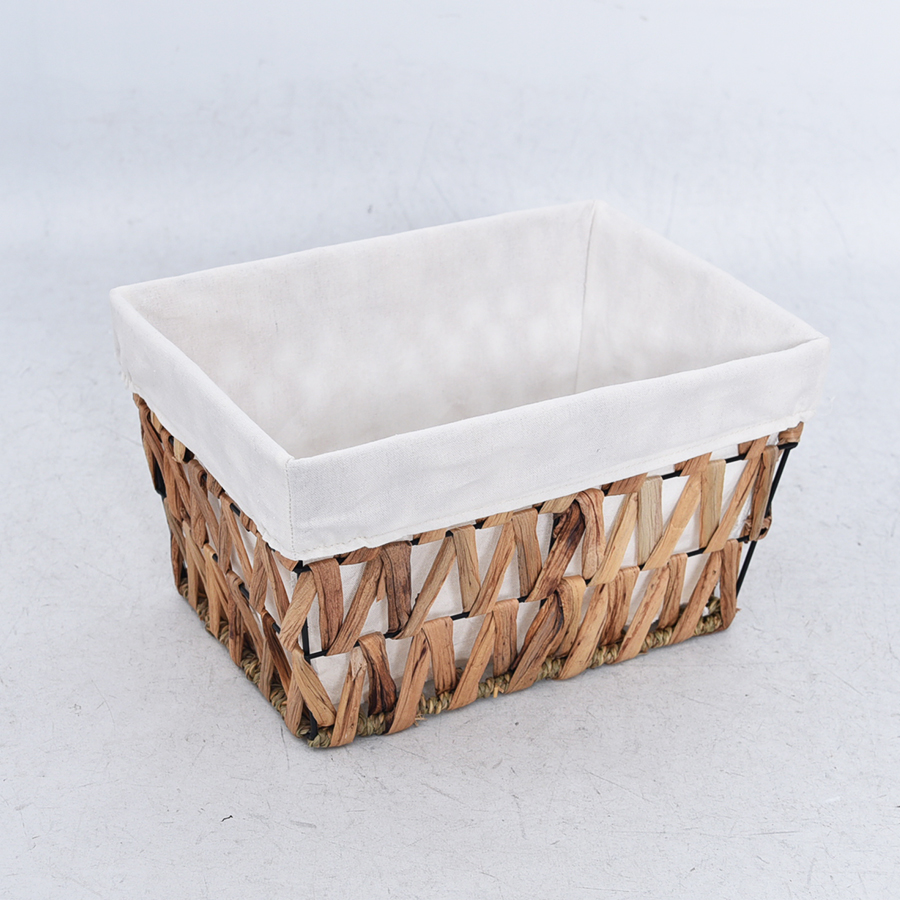 Natural color rectangle  water hyacinth storage basket