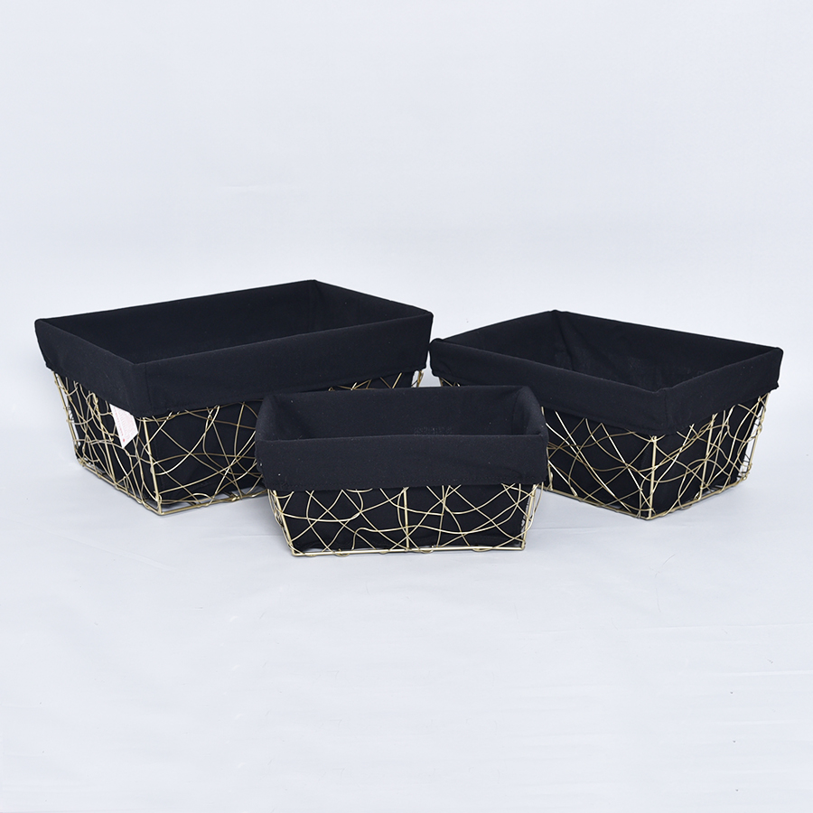 Gold color rectangle wire storage basket